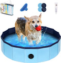 anoak foldable dog pool, plastic pool for dogs portable swimming pool for dogs, pet pool bathing tub for dogs cats with brush, storage bag, repair patch and glue