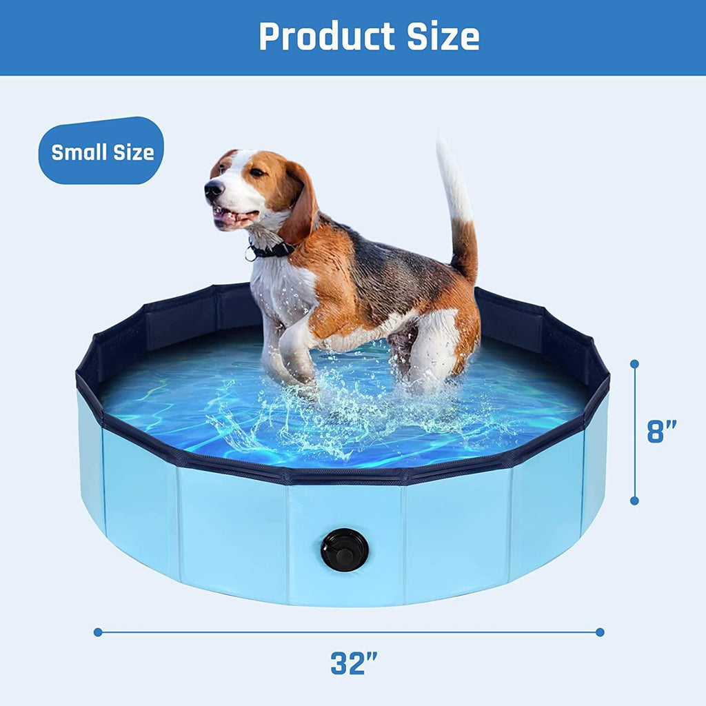 anoak foldable dog pool, plastic pool for dogs portable swimming pool for dogs, pet pool bathing tub for dogs cats with brush, storage bag, repair patch and glue