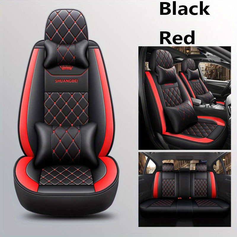 5 Car Seat Cover Set Full PackaCar Seat Cushion PU Leather Car Seat Cover Universal Car Seat Cover Full Set Compatible With Five-seat Models