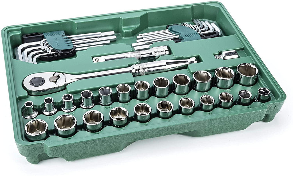 SATA 213-Piece 1/4-Inch, 3/8-Inch, 1/2-Inch Drive Three Drawer Mechanic's Tool Set With 72T Ratchets and 107 Sockets- ST09512U