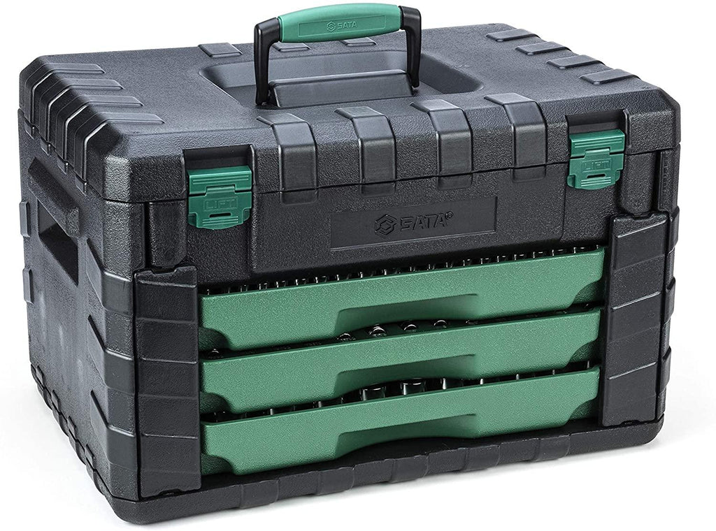 SATA 213-Piece 1/4-Inch, 3/8-Inch, 1/2-Inch Drive Three Drawer Mechanic's Tool Set With 72T Ratchets and 107 Sockets- ST09512U