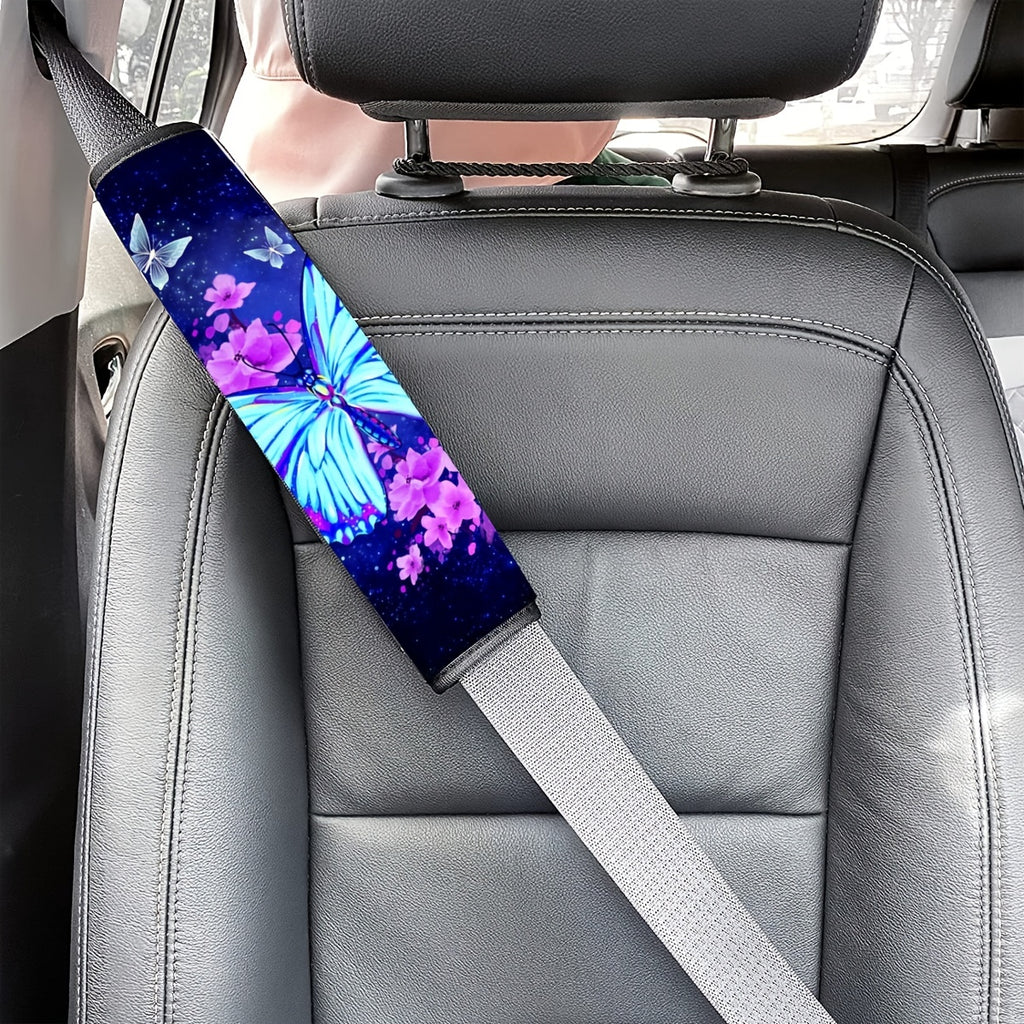 Add A Touch Of Elegance To Your Car With This Blue Butterfly Shoulder Protector!