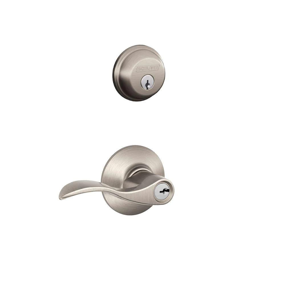 Accent Satin Nickel Single Cylinder Deadbolt and Entry Door Lever Combo Pack