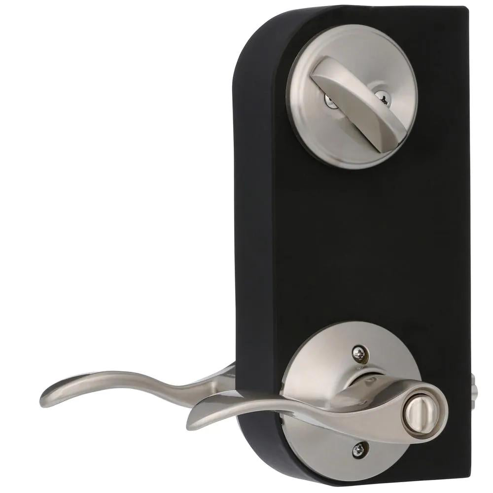 Accent Satin Nickel Single Cylinder Deadbolt and Entry Door Lever Combo Pack