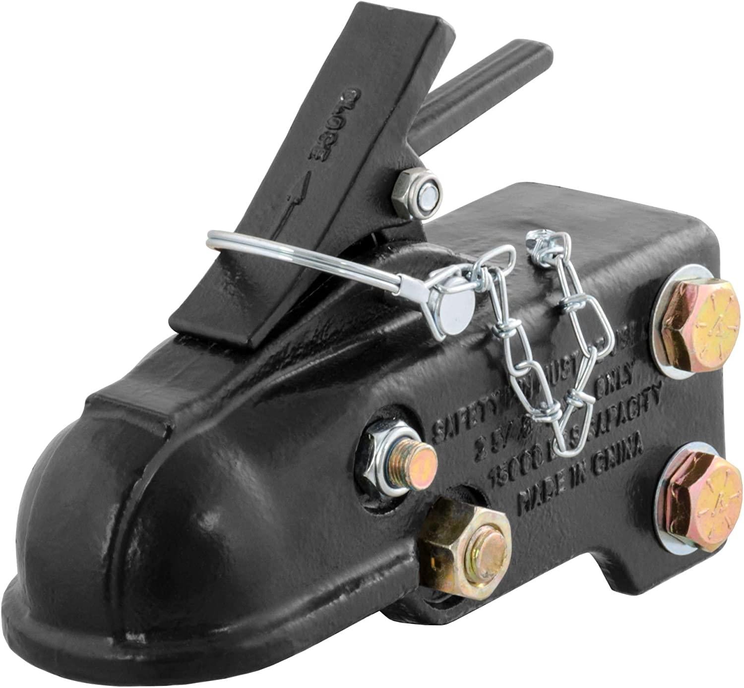 CURT 25328 Channel-Mount Adjustable Trailer Coupler, 2-5/16-Inch Hitch Ball, 15,000 lbs