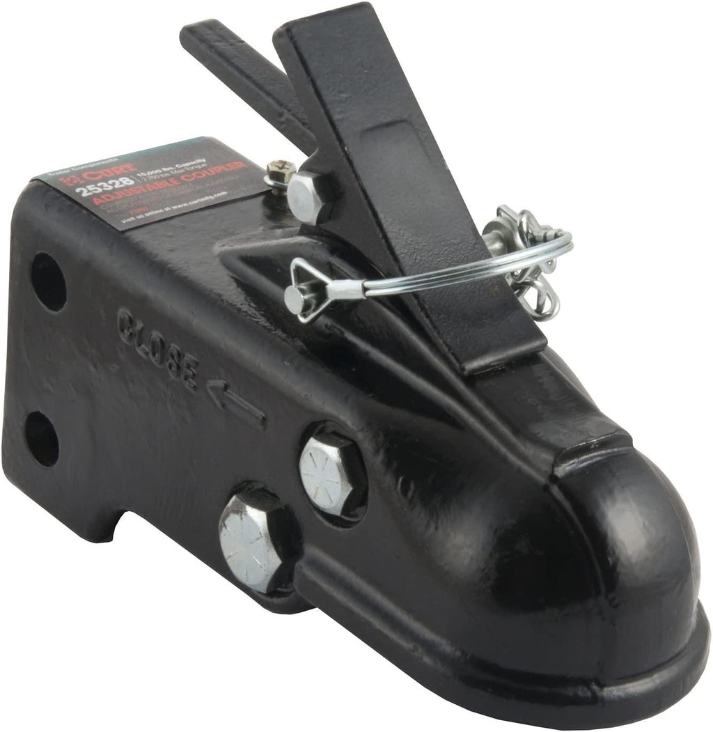 CURT 25328 Channel-Mount Adjustable Trailer Coupler, 2-5/16-Inch Hitch Ball, 15,000 lbs