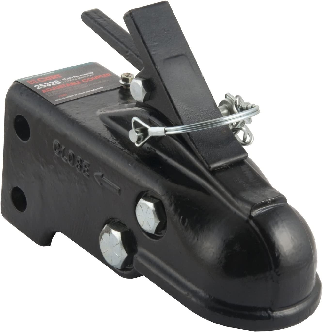 CURT 25328 Channel-Mount Adjustable Trailer Coupler, 2-5/16-Inch Hitch Ball, 15,000 lbs
