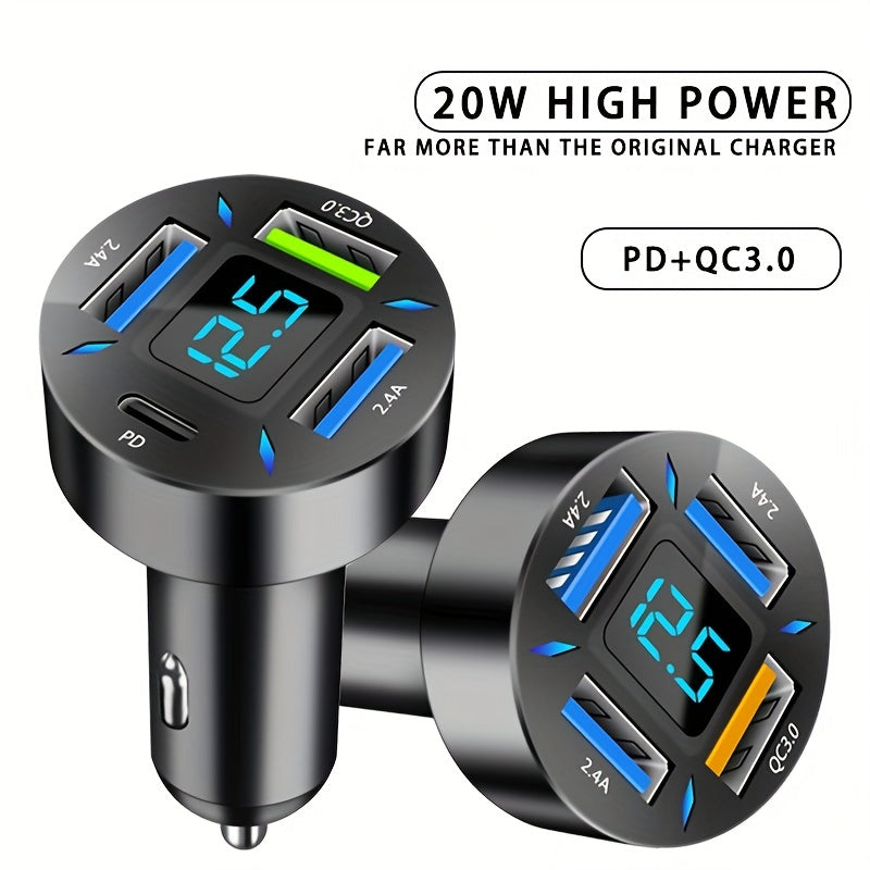 4 Ports USB PD  Car Adapter Charger QC3.0 Type C,In-Car Adapter Fast Charging