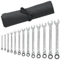 GEARWRENCH 13 Pc. 12 Pt. XL Ratcheting Combination Wrench Set with Tool Roll, SAE - 85199R