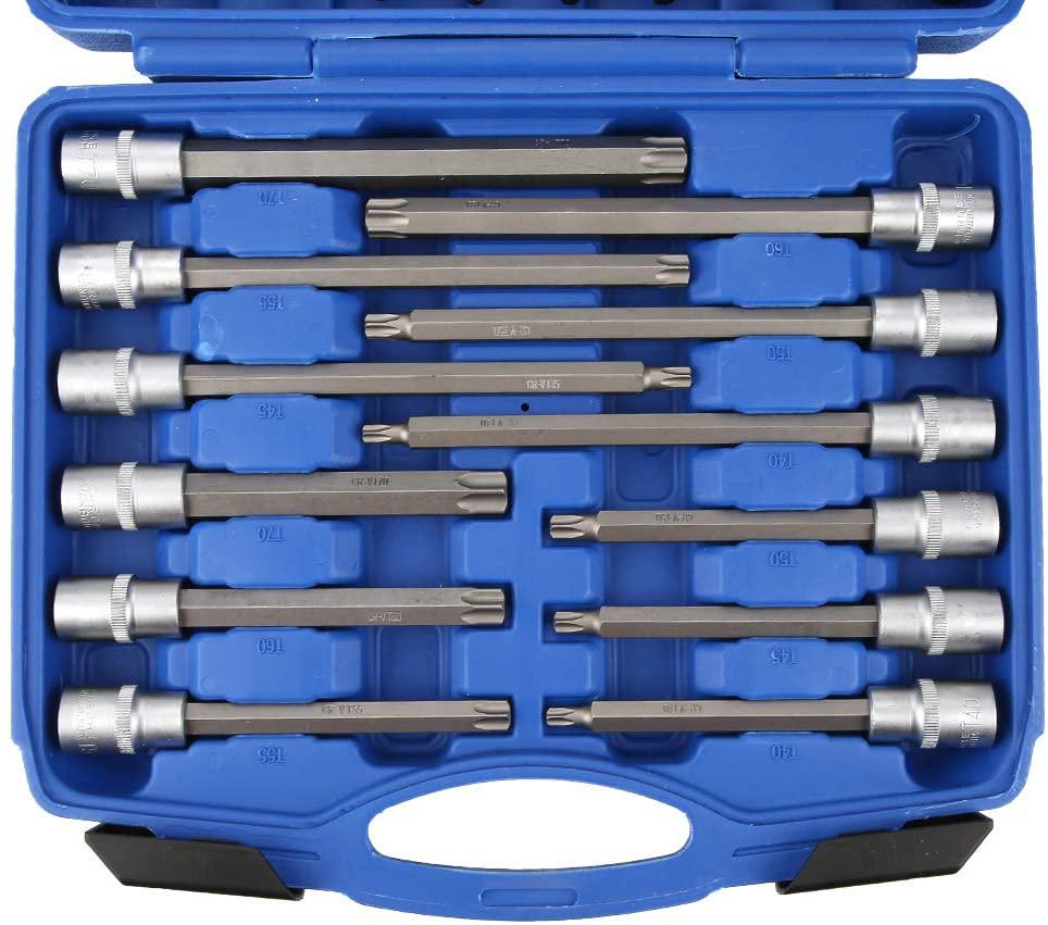 hongxinq 32pcs Precision Socket Bit Holder Adapter 1/2 Square Drive Hand Repair Tool Set