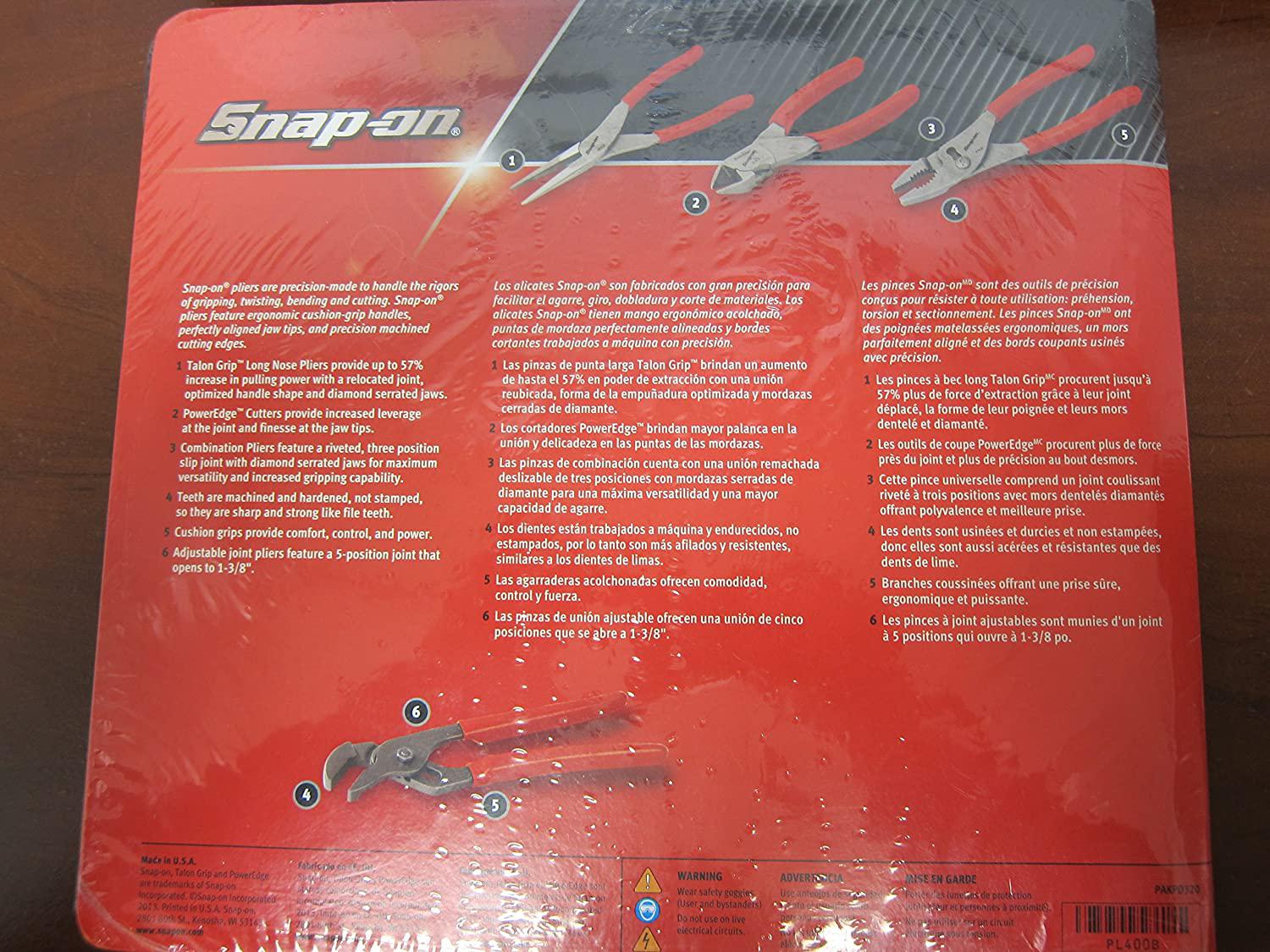 Snap-On 4-Piece Pliers and Cutter Set, Part #PL400B