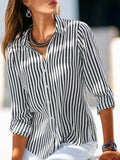 Striped Printed Casual Loose Long Sleeve Blouse
