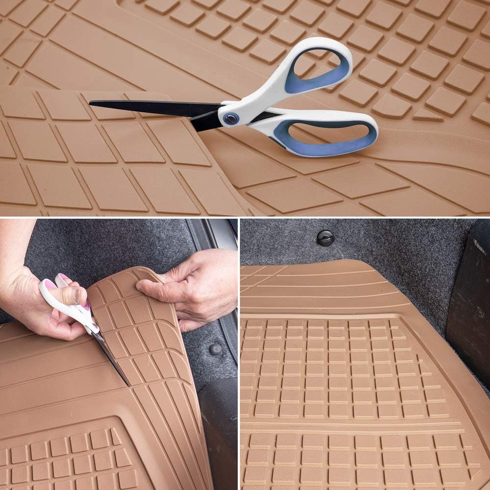 Motor Trend Premium FlexTough All-Protection Cargo Liner Trunk Mat - w/Traction Grips &amp; Fresh , Heavy Duty Trimmable Trunk Liner for Car Truck SUV, Beige, Size: 54" L x 37" W