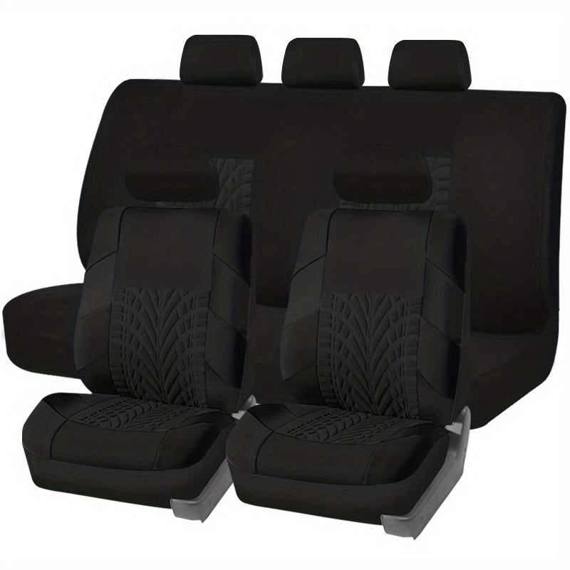 Car Seat Covers, Polyester Full Set Universal Seat Protector Decoration Thick Foam (1bag Of Metal Hooks Put In One Of The Headrest Covers）