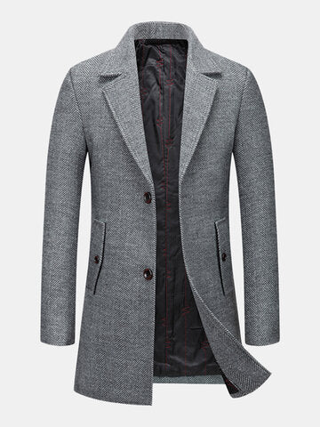 mens business woolen single-breasted thick suit collar casual overcoat