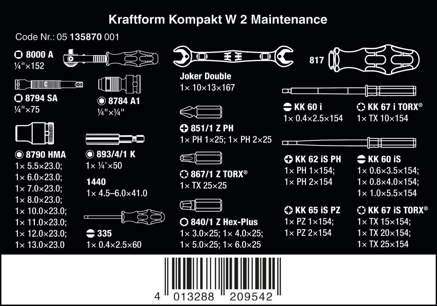 W5135870001 Kraftform Kompakt W 2 Maintenance, 35 Pieces