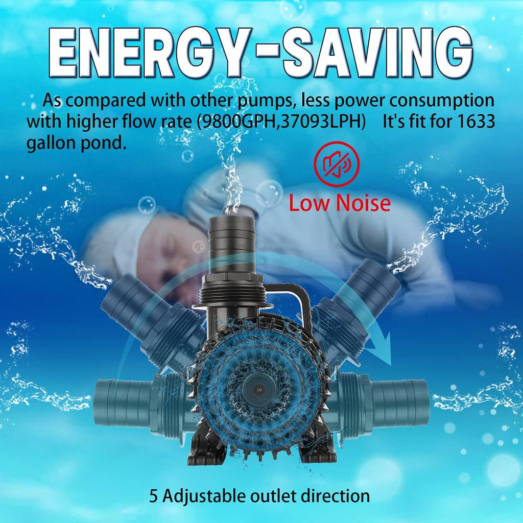 WaterRebirth (7000GPH-320W, UL listed) High Flow Submersible Water Pump - Pond Pump - Submersible Pump - Water Fountain Pump - Aquarium Pump ,PS- 7000