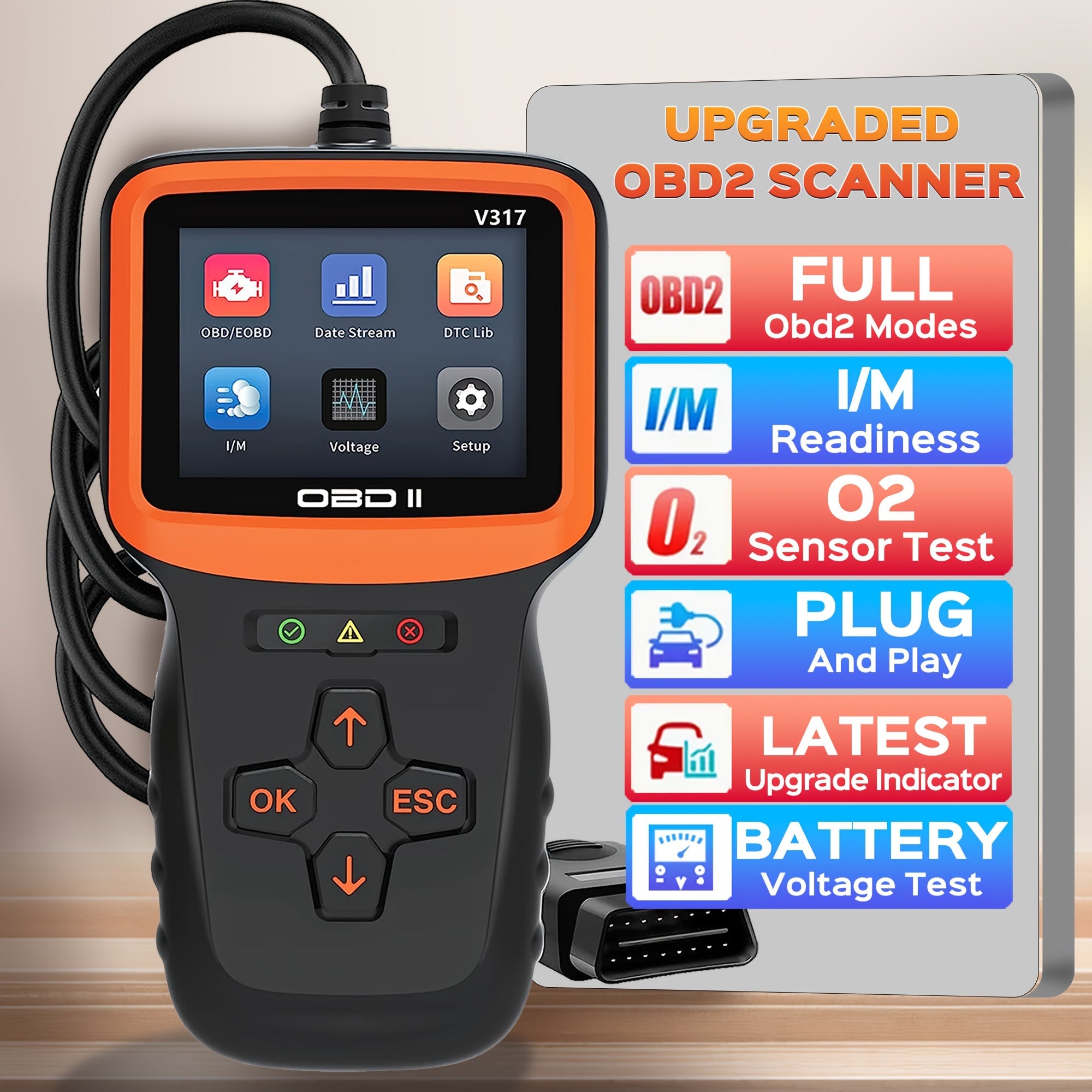 OBD2 Scanner Auto Check Car Engine Clear Fault Code Reader Automotive Diagnostic Scan Tester Tools Kit Color Screen,Car OBDII/EOBD Scan Tool