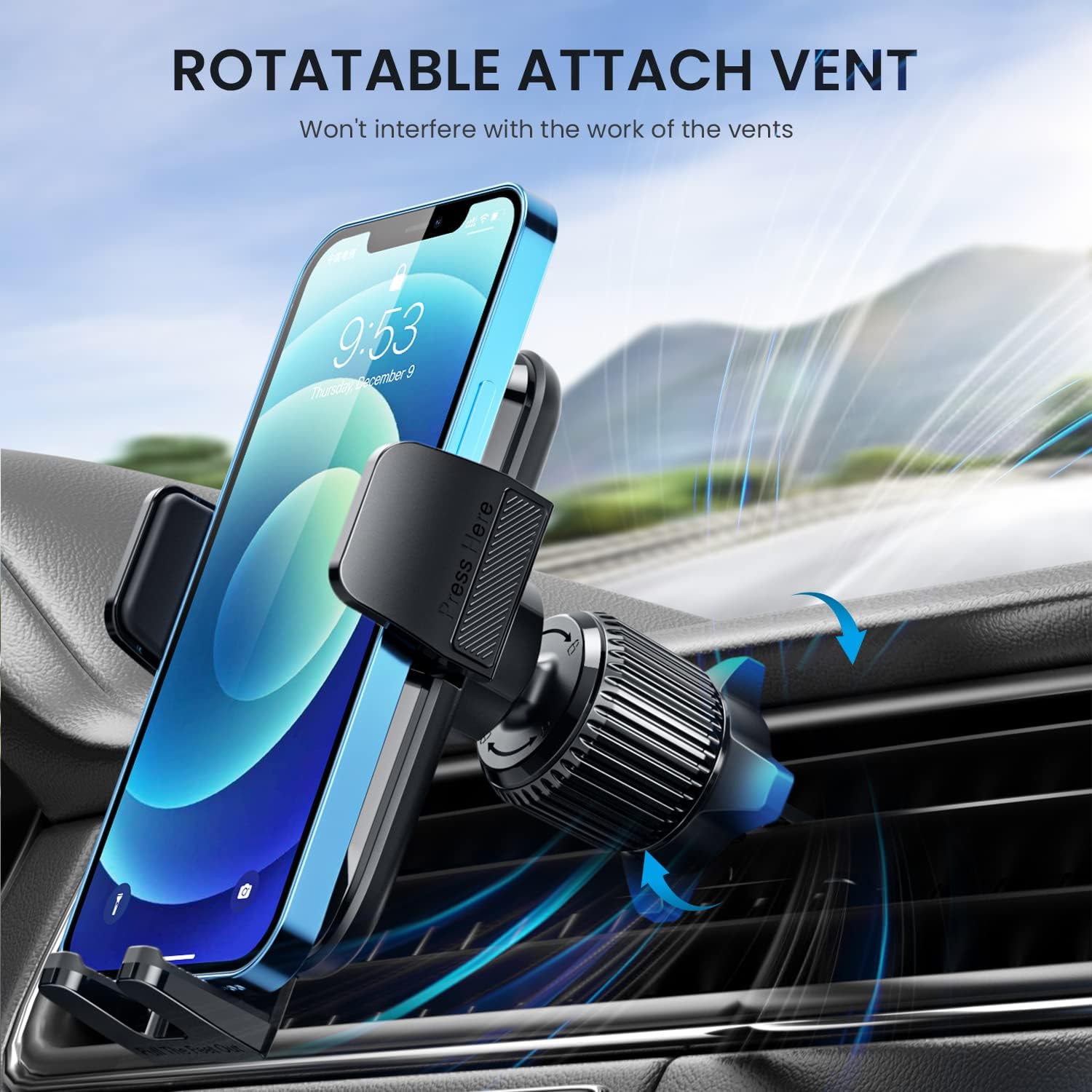 Qifutan Car Phone Holder Mount [Upgraded Metal Hook Clip] Air Vent Cell Phone Holder Car Phone Mount Cradle with Adjustable Vent Clip [Firmly Grip &amp; Never Slip] Fit for All iPhone Android Smartphones