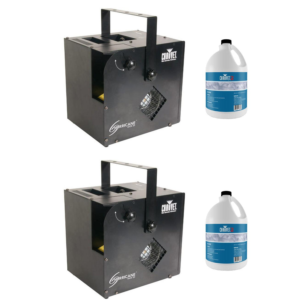 Chauvet DJ Hurricane Haze 2D Smoke/Fog Machine (2 Pack) & Fog Juice (2 Pack)