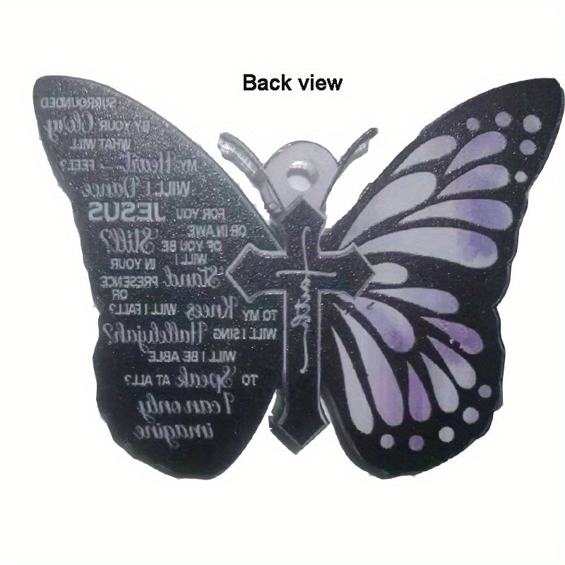 1pc Butterfly Cross Car Ornament, Christmas Tree Decoration Hanging Ornament Keychain Accessories Car Interior Accessories Couple Gifts