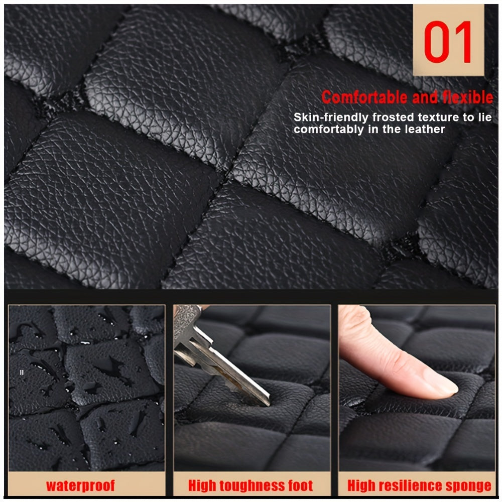 Upgrade Your Car With 4pcs Universal Waterproof Leather Car Floor Mats - Front &amp; Rear Full Set!