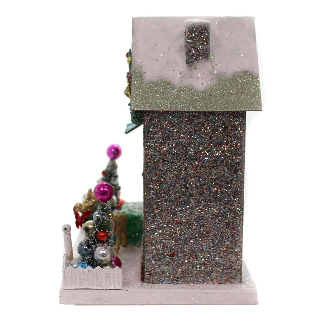 Cody Foster Merry &amp; Bright Glitter Cottage Putz House Reindeer Christmas Hou275