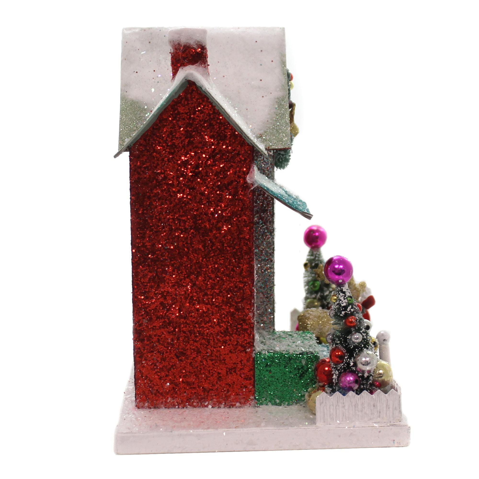 Cody Foster Merry &amp; Bright Glitter Cottage Putz House Reindeer Christmas Hou275