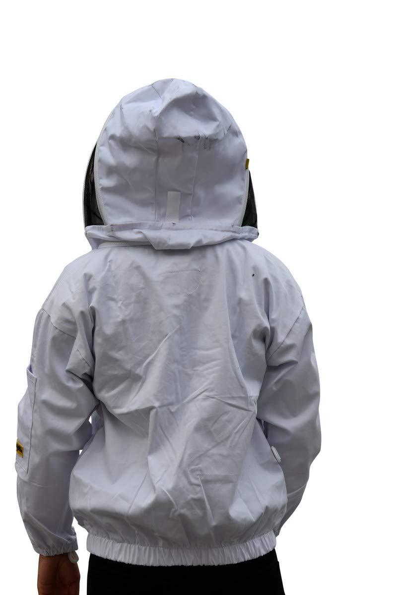 OZ ARMOUR Beekeeping Jacket Poly Cotton Heavy Duty with Fencing Veil & Round Brim Hat Beekeeper Costume (Large)