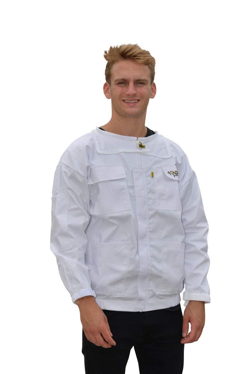 OZ ARMOUR Beekeeping Jacket Poly Cotton Heavy Duty with Fencing Veil & Round Brim Hat Beekeeper Costume (Large)