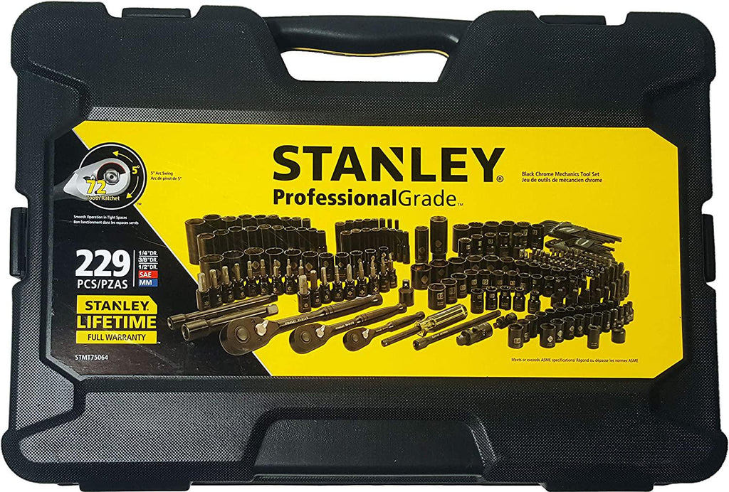 STANLEY Professional Grade Black Chrome Mechanics Tool Set (Socket Set-229 pieces)