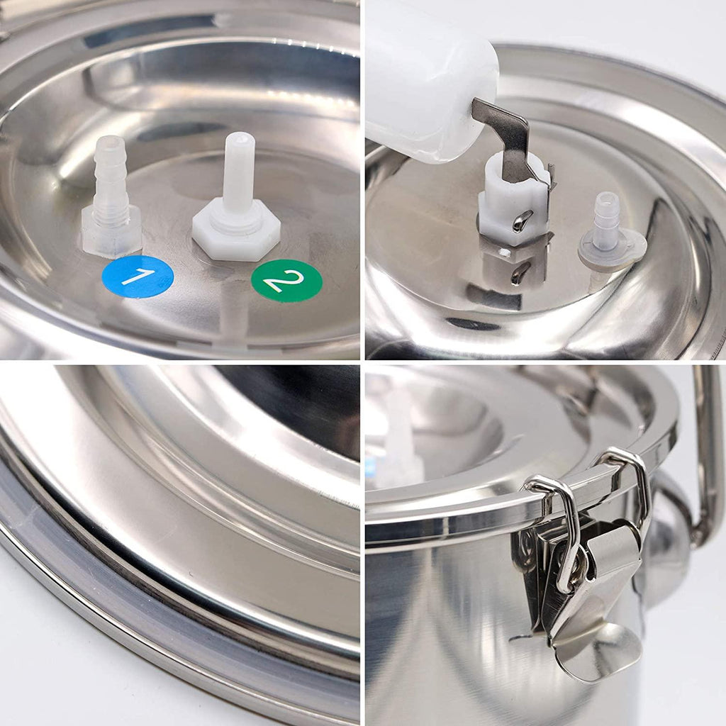 5L MilMachine Kit for Cow Goat Sheep Portable  Steel Bucket Suction Milker with 2 Teat Cups (Cow)