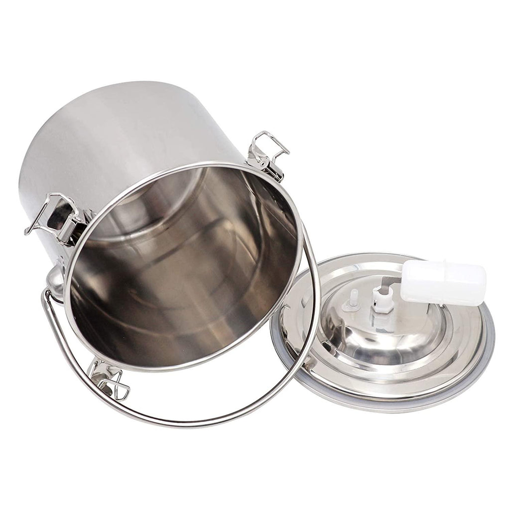 5L MilMachine Kit for Cow Goat Sheep Portable  Steel Bucket Suction Milker with 2 Teat Cups (Cow)
