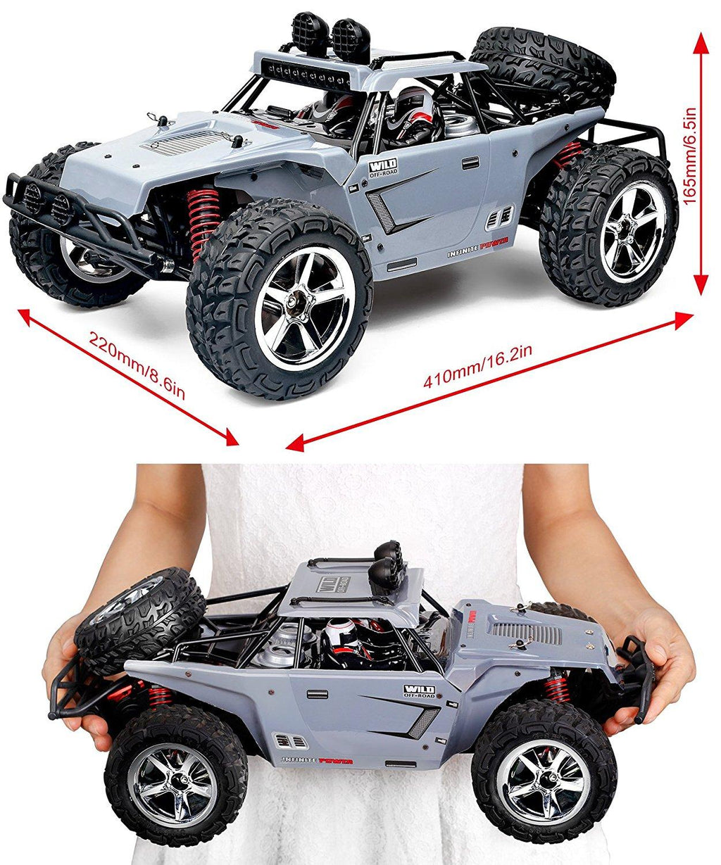 FMT 1:12 SCALE RC CAR Desert By High Speed 30MPH+ 4x4 Fast Race Cars RTR Racing 4WD ELECTRIC POWER 2.4GHz Radio Remote control Off Road Truck (Color: Gray)