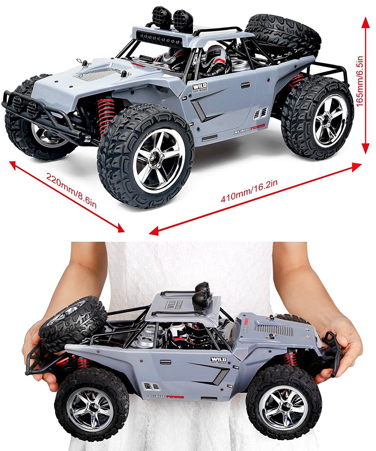 FMT 1:12 SCALE RC CAR Desert By High Speed 30MPH+ 4x4 Fast Race Cars RTR Racing 4WD ELECTRIC POWER 2.4GHz Radio Remote control Off Road Truck (Color: Gray)