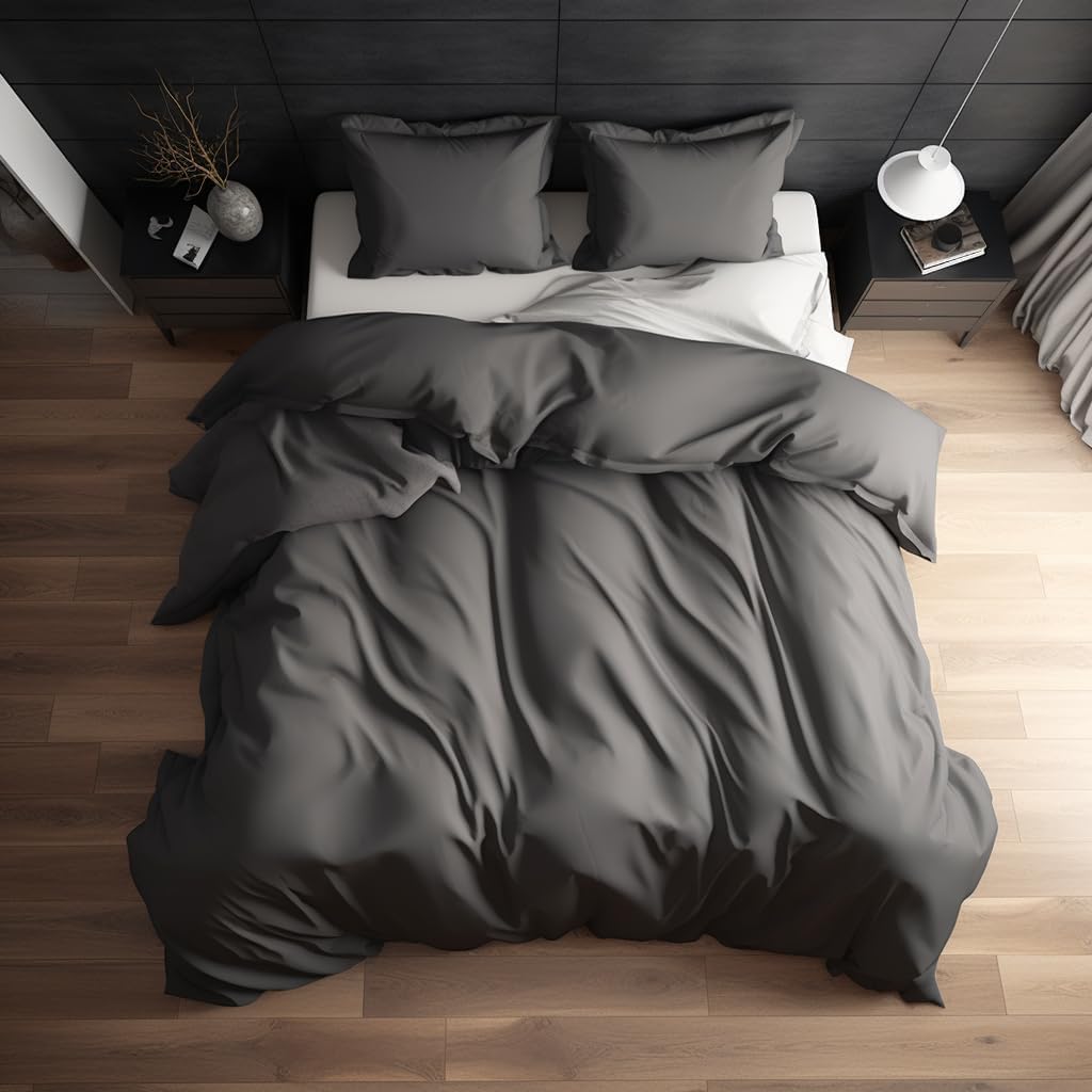 Lunar - Organic Bamboo from Viscose Duvet Cover - 400 Thread Count, Eight Corner Ties, Breathable &amp; Soft as Silk- Ideal Bamboo Duvet Cover for Hot Sleepers