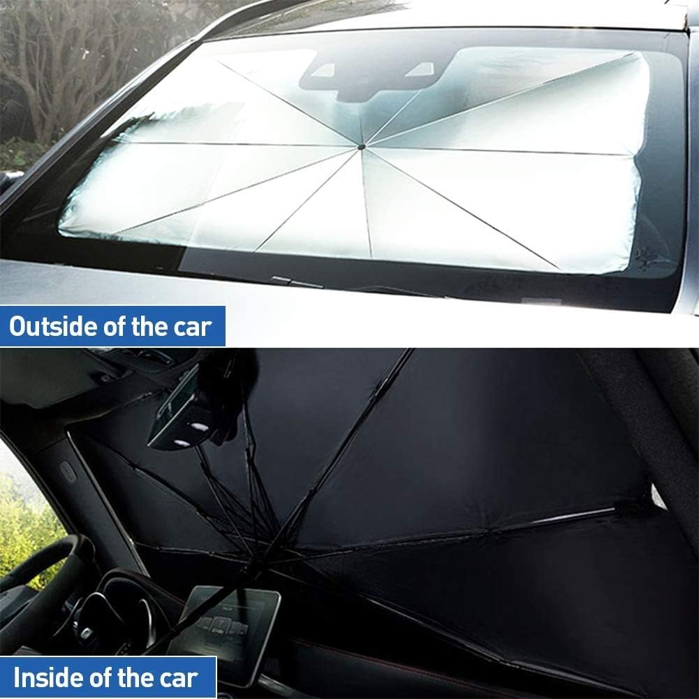 JASVIC Car Windshield Sun Shade Umbrella - Foldable Car Umbrella Sunshade Cover UV Block Car Front Window (Heat Insulation Protection) for Auto Windshield Covers Most Cars (Large)