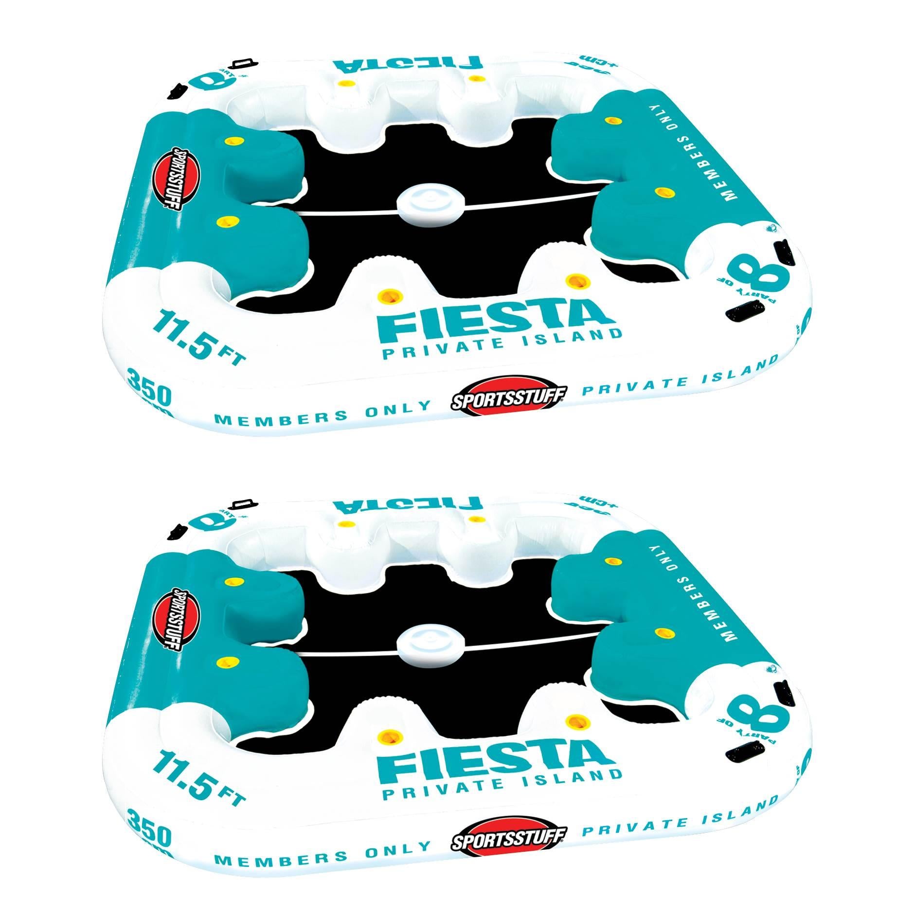 Sportsstuff Fiesta Private Island 8-Person Floating Lake Raft w/ Cooler (2 Pack)