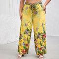 floral print summer wide leg pants