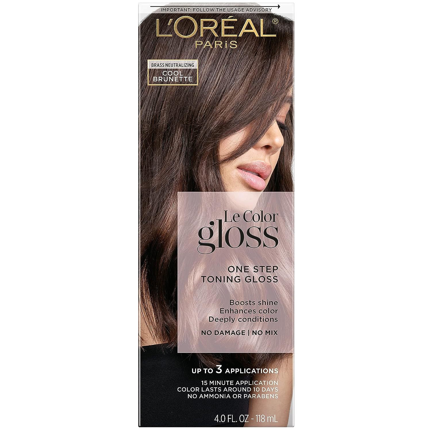 L’Oréal Paris Le Color One Step Toning Hair Gloss, Cool Brunette, 4 Ounce