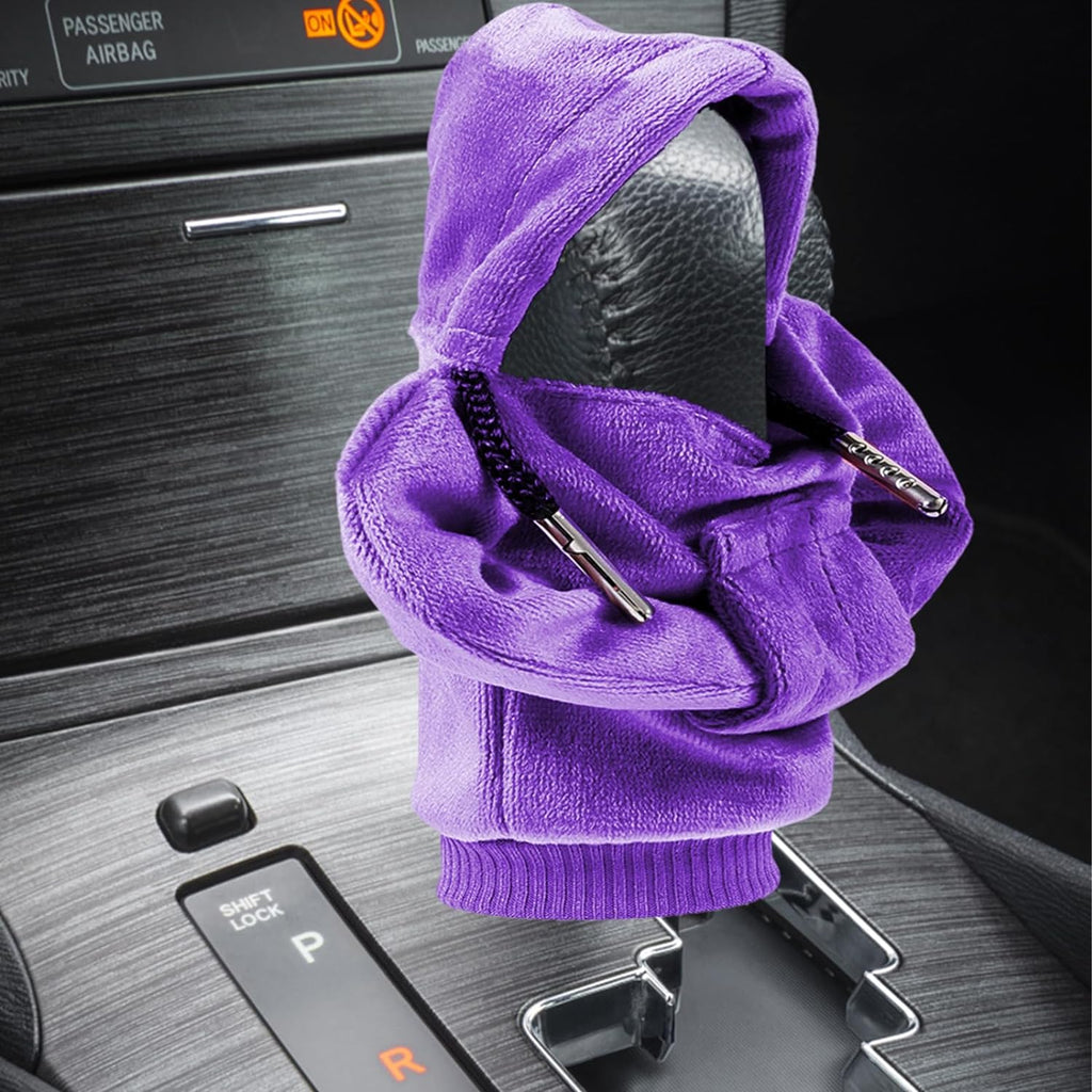 ZHSMS Gear Shift Cover, Universal Shift Knob Cover, Funny Sweater Hoodie for Gearshift, 4.7 Inch Car Shifter Stick Protector Decoration(Purple)