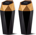 JUSTTOP Car Trash Can with Lid, Diamond  Small Automatic Portable Trash Can, Easy to Clean, Used in Car Home Office Interior Accessories, 2PCS(Gold)