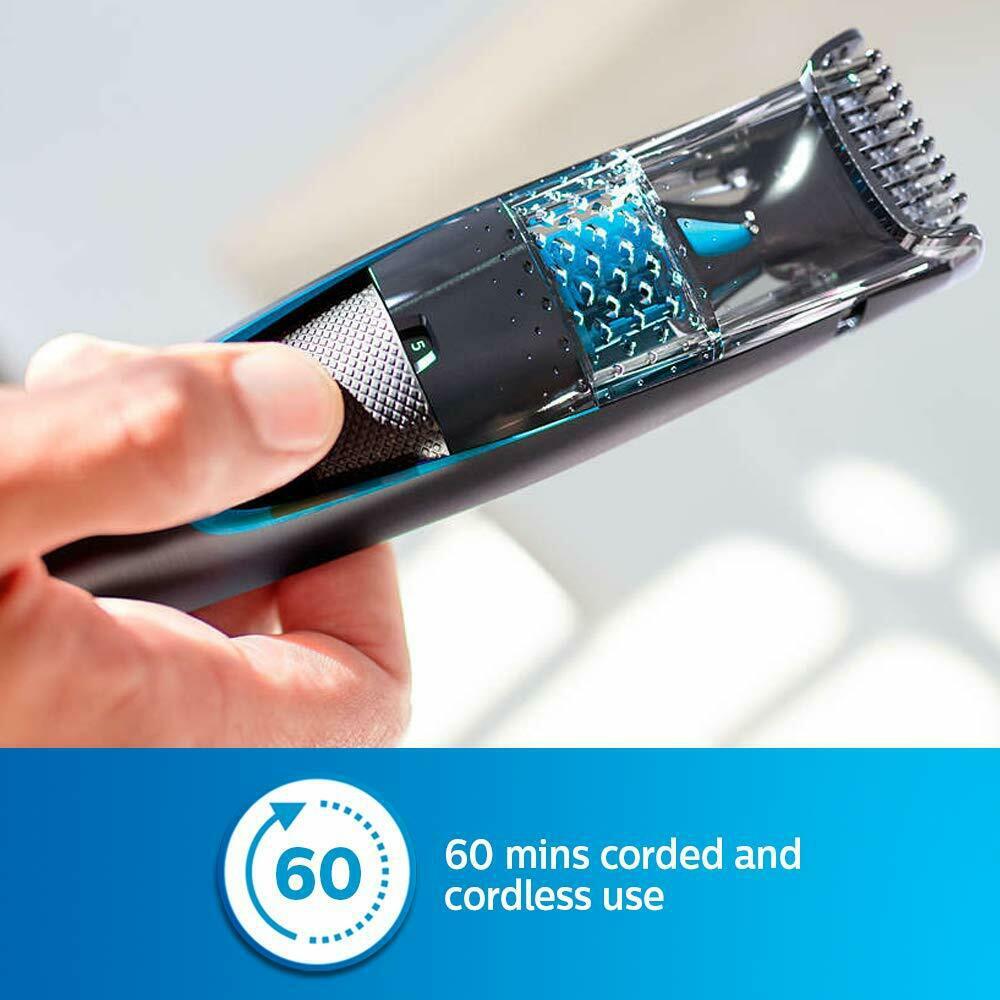 Philips Vacuum Beard Trimmer Cordless and Corded for Men BT7206-15