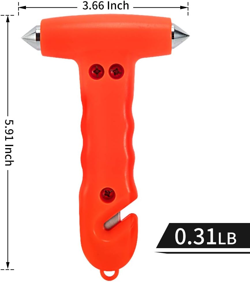 MOTORBUDDY Car Safety Hammer 2-Pack, Auto Emergency Escape Hammer with Window Breaker and Seat Belt Cutter, Striking Red Emergency Escape Tool for Car Accidents