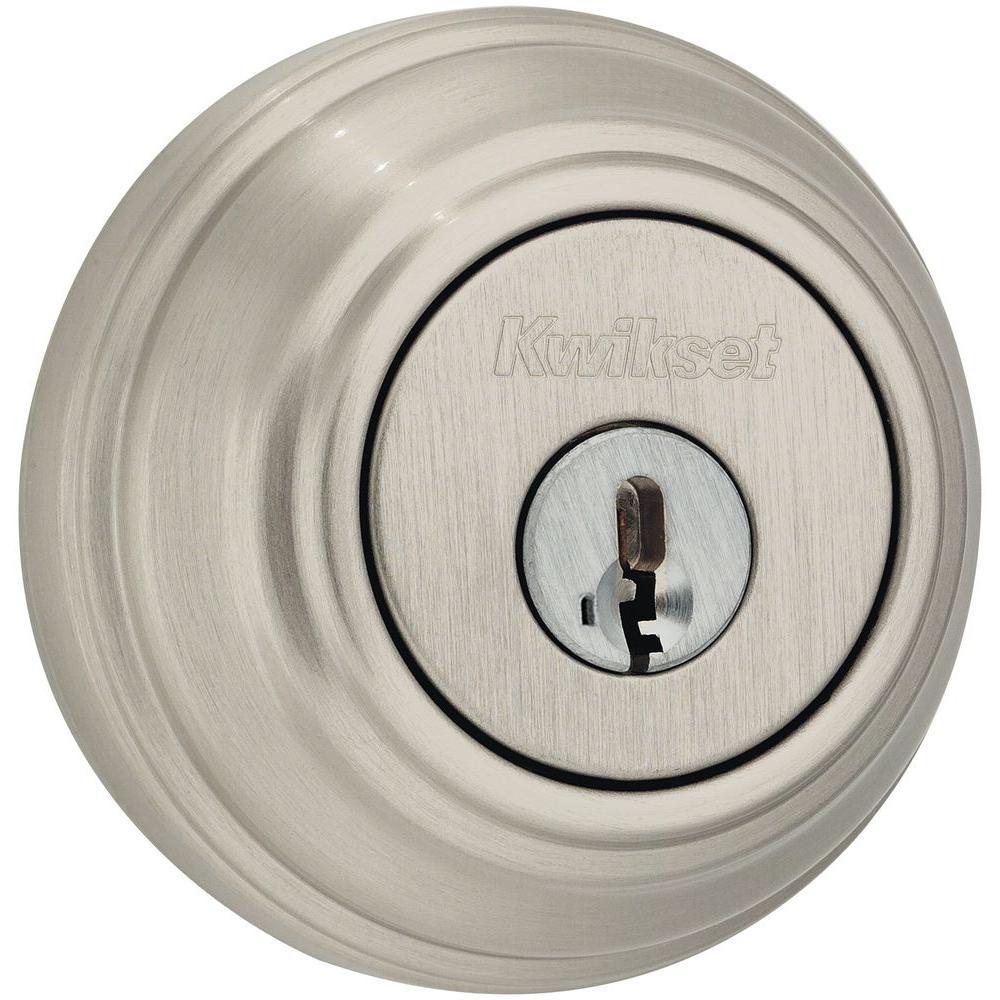 Satin Nickel Single Cylinder Deadbolt featuring SmartKey Security with Microban Antimicrobial Technology