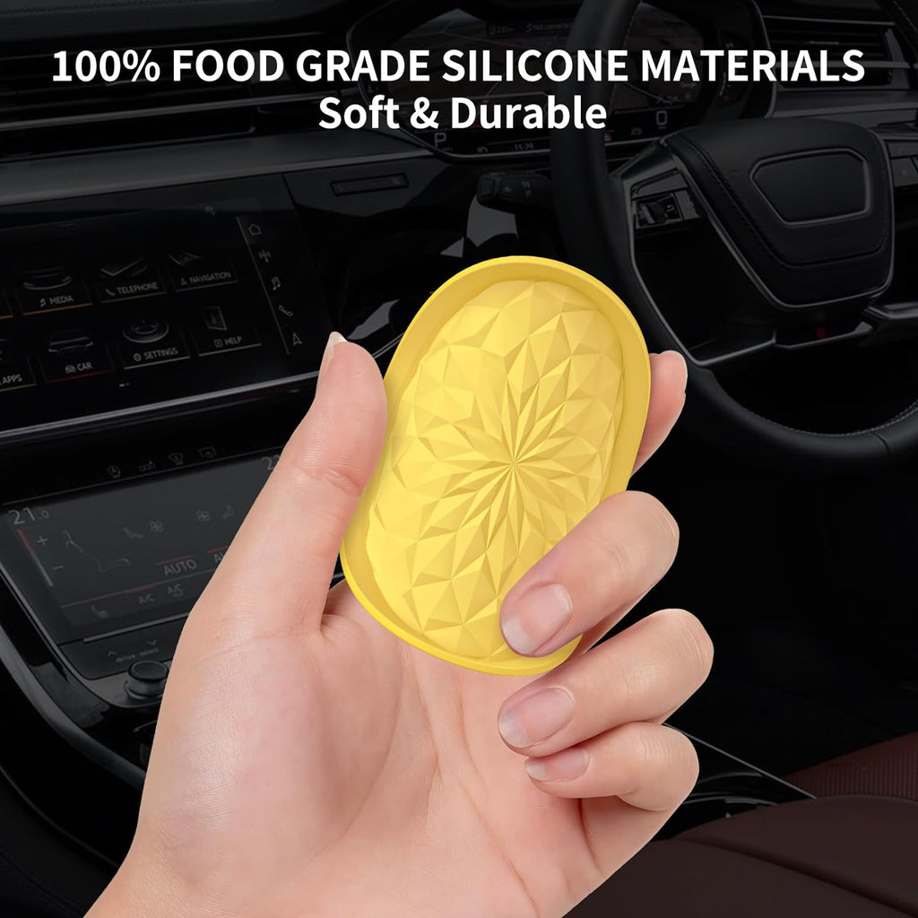 Car Cup Coaster [4 Pack] ME.FAN Silicone Car Coasters/Cup Mats - 2.75In Universal Non-Slip Recessed Car Interior Accessories - Car Cup Holder Insert Coasters Yellow