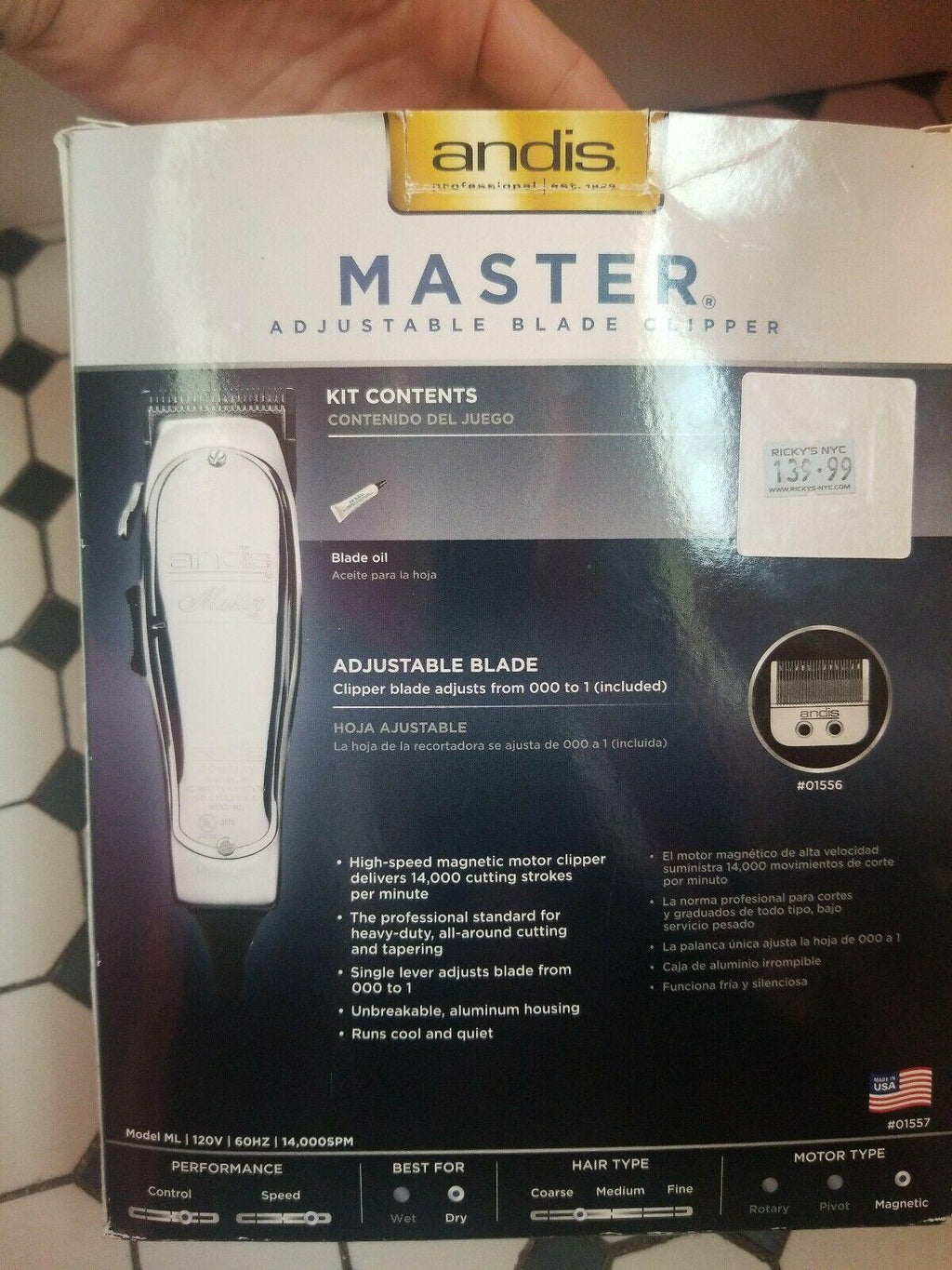 Andis  Professional Hair Clipper 12395 Barber
