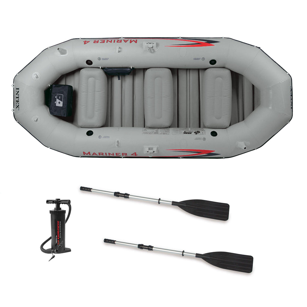 Mariner 4-Person Inflatable River Lake Dinghy Boat and Oars Set (2 Pack)
