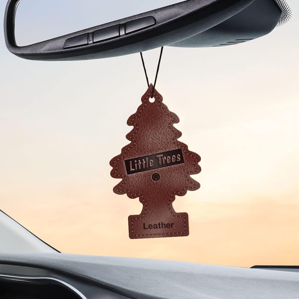 LITTLE TREES Air Fresheners Car Air Freshener. Hanging Tree Provides Long Lasting Scent for Auto or Home. Leather, 24 Air Fresheners