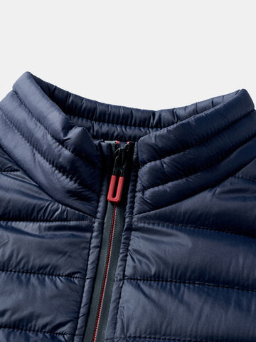 mens zip front quilted solid basic padded puffer jackets with pocket